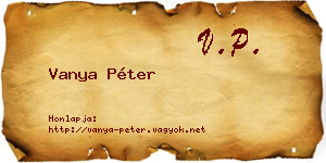Vanya Péter névjegykártya