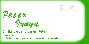 peter vanya business card